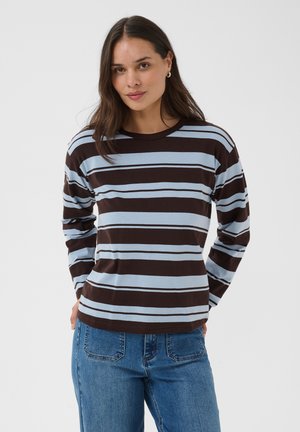 Kaffe, KAWINNY MULTISTRIPE LONG SLEEVE - T-shirt à manches longues - coffee bean blue stripes