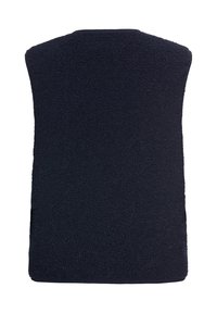 Marine fleece vest met een gestructureerde oppervlakte, mouwloos ontwerp en ronde halslijn. Eenvoudige, strakke vorm, geen zichtbare sluitingen of patronen.