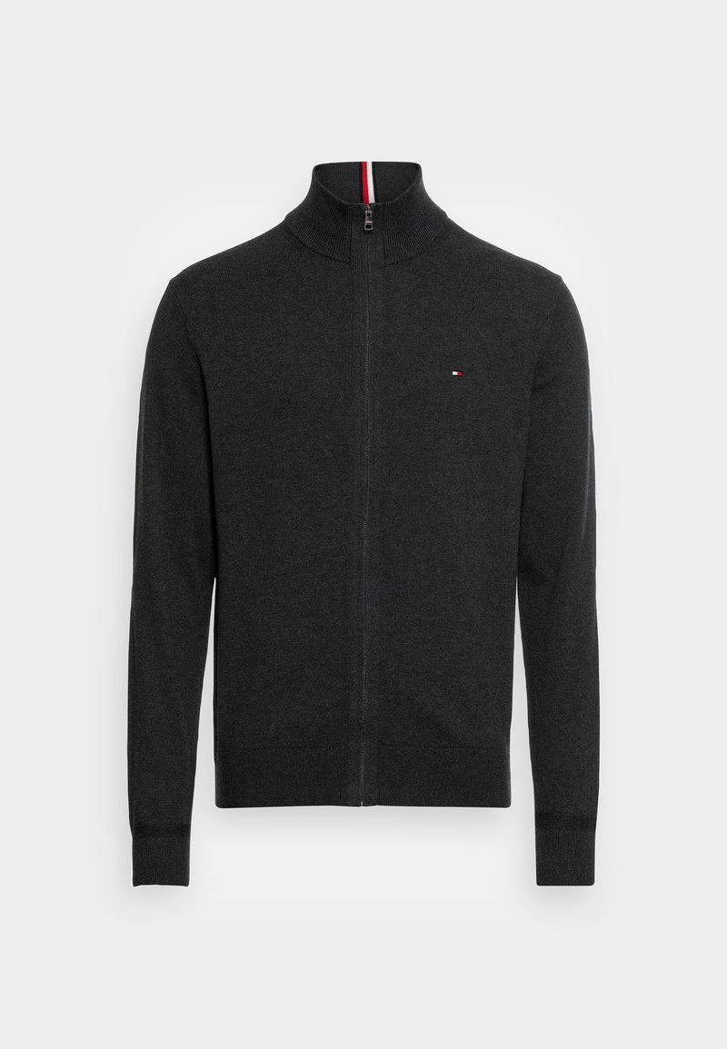 Tommy Hilfiger PIMA ORG CTN CASHMERE ZIP THRU - Casaco de malha - dark grey heather