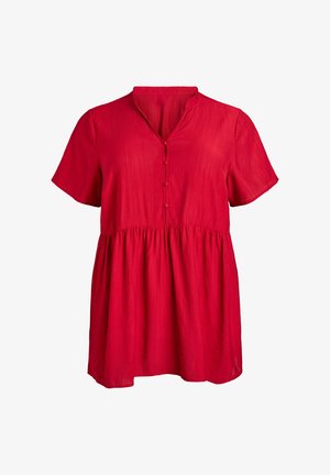 Zizzi, LOCKERE TUNIKA MIT GEKRÄUSELTER STRUKTUR UND RÜSCHENSAUM - Tunic - rot