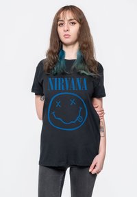 Paradiso Clothing NIRVANA BLUE GRUNGE SMILE - Print T-shirt - black