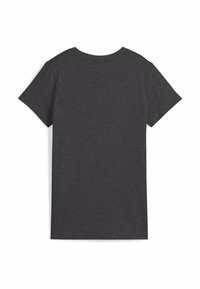 Kortærmet t-shirt i mørkegrå, lavet af blødt stof, med en klassisk rund halsudskæring og en ensfarvet ryg uden mønstre eller accenter.