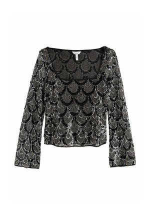 Next REGULAR FIT - SQUARE NECK LONG SLEEVE SEQUIN - Pluus - black deco