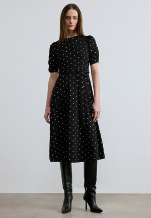 RUCHED SLEEVE - Kjole - black/ivory