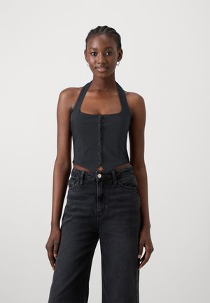HALTERNECK VEST - Bluza - black
