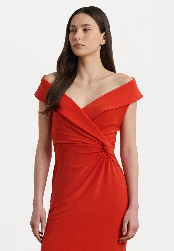 JERSEY OFF THE SHOULDER GOWN - Occasion wear - bright vermilion