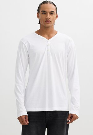 CAMISETA MANGA LARGA LISA  BOTONES - Camiseta de manga larga - blanco