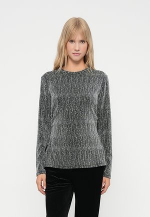 PCMAEVE SPLIT - Top s dlhým rukávom - black/silver-coloured