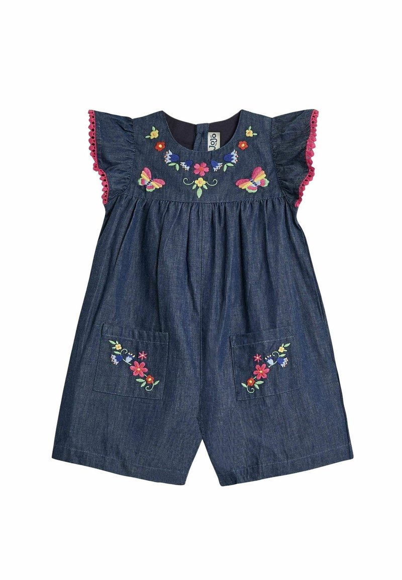 JoJo Maman Bébé - Mono - chambray blue floral embroidered, Ampliar
