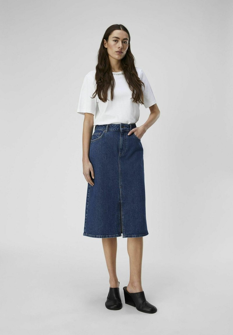 Jupe Longue En Jean Femme - Taille Haute, Fente, Coupe Slim - Style Chic Décontracté, Avec Poches