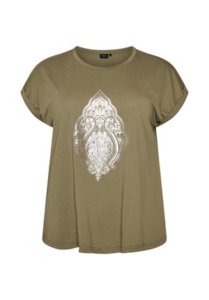Zizzi, T-SHIRT MIT DEKORATIVEM FRONTPRINT - Camiseta estampada - grün