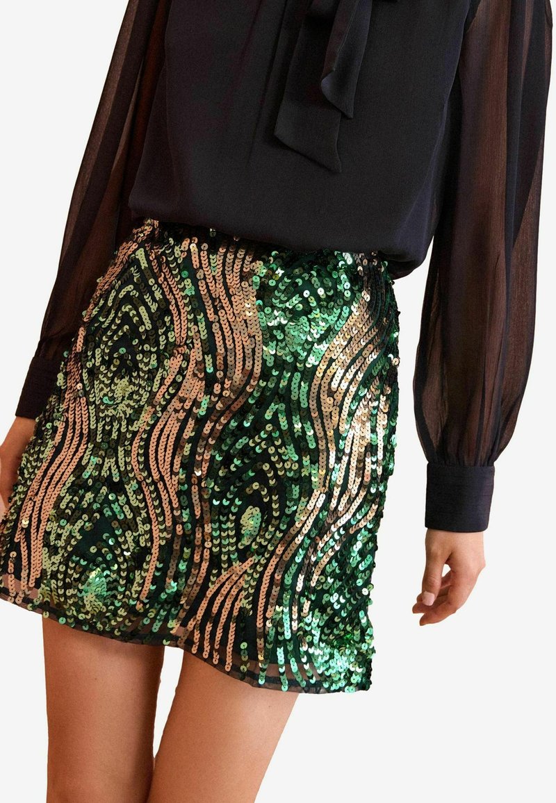 Love & Roses SEQUIN - REGULAR FIT - Trapecinis sijonas - green