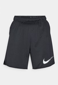 Čierne atletické šortky vyrobené z ľahkej tkaniny, vybavené elastickým pásom a bočnými rozparkami pre väčšiu pohyblivosť. Obsahujú biele logo Nike swoosh.