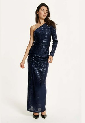 ONE SHOULDER SEQUIN MAXI - Occasion wear - navy
