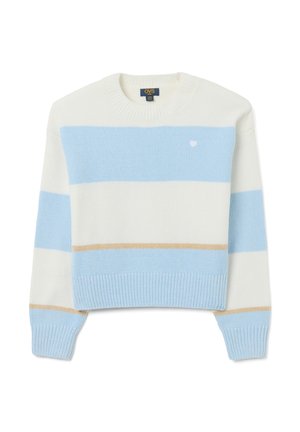 STRIPED CREW NECK - Pullover - white/light blue