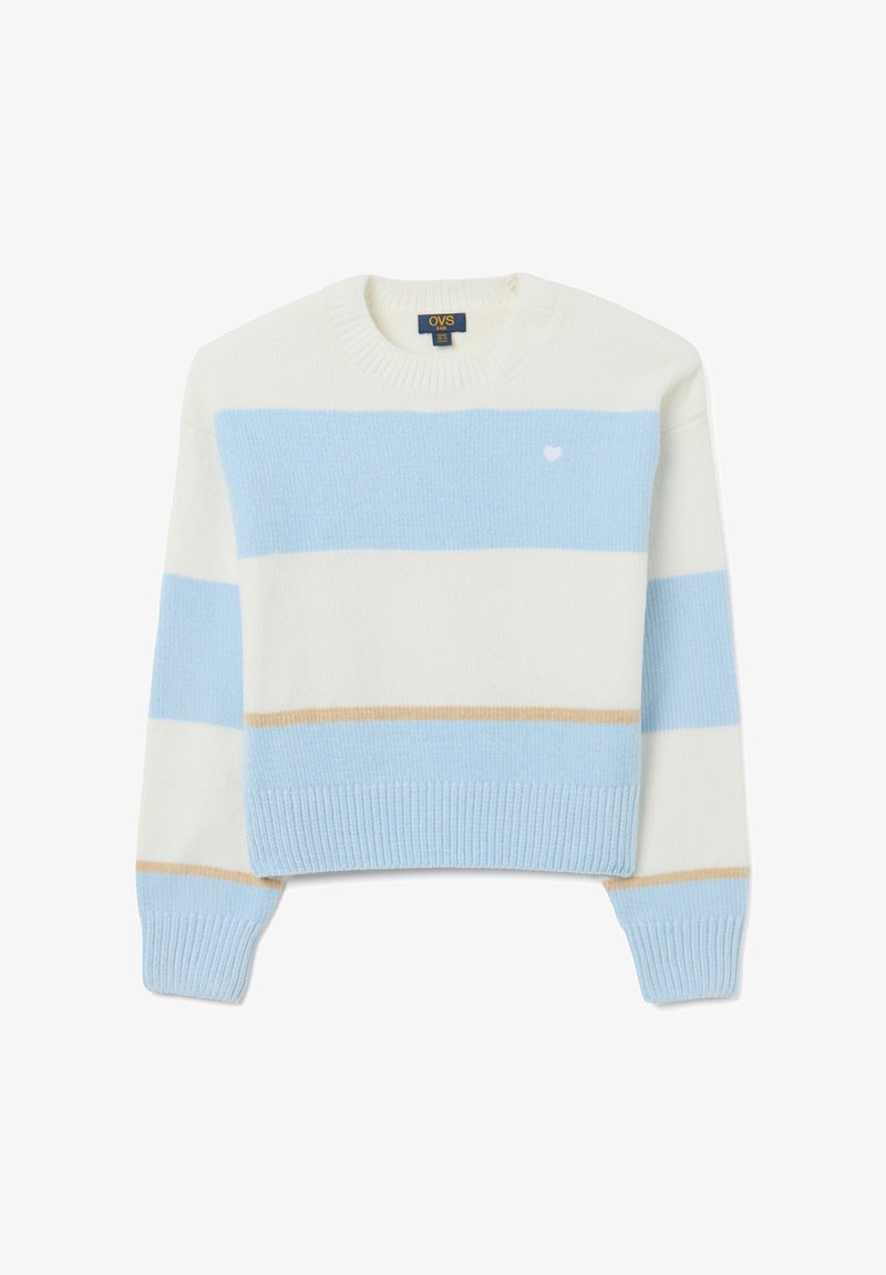 OVS STRIPED CREW NECK - Strickpullover - white/light blue