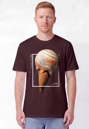 watapparel, JUPITER PLANET UNISEX - T-shirt print - red brown