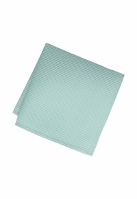 Himmelblaues, strukturiertes Geschirrtuch, gefaltet. Aus Baumwolle gefertigt, mit einem gewebten Muster für verbesserte Saugfähigkeit und Griff.