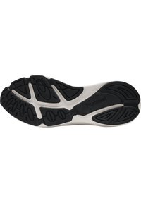 Svart gummisula med texturerade greppmönster, med en vit mellansula och varumärkeslogotypen "hummel" präglad på sidan.