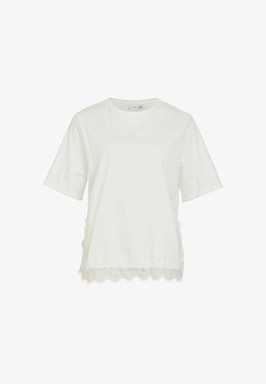 VILA, SHORT-SLEEVED T-SHIRT VIVIGDIS LACE - Μπλουζάκι με στάμπα - snow white
