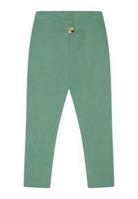 Groene katoenen legging met een slim fit, voorzien van een klein meerkleurig label aan de achterkant, zachte textuur en een elastische tailleband.