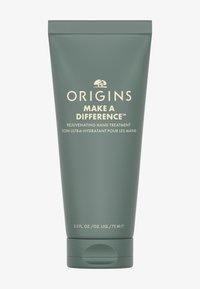 Vihreä käsienhoitotuubin, jossa matta viimeistely, valkoiset tekstit ja logo. Tilavuus 2,5 fl oz, pyöristetty korkki pohjassa.