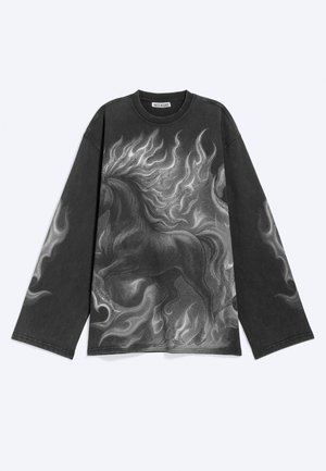 Weekday, OVERSIZED PRINTED LONG SLEEVE - Μπλούζα με μακριά μανίκια - black