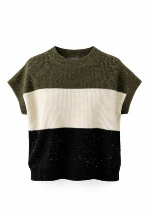 TUZZI, DAMEN - T-shirt print - ivory dark olive dark choclate