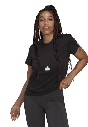 adidas Sportswear LOGO T-SHIRT - T-Shirt print - black/white