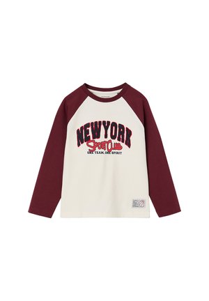 Vertbaudet, VERTBAUDET SHIRT MIT BOUCLÉ-APPLIKATION UND RAGLANÄRMEL JUNGEN - Long sleeved top - bordeaux
