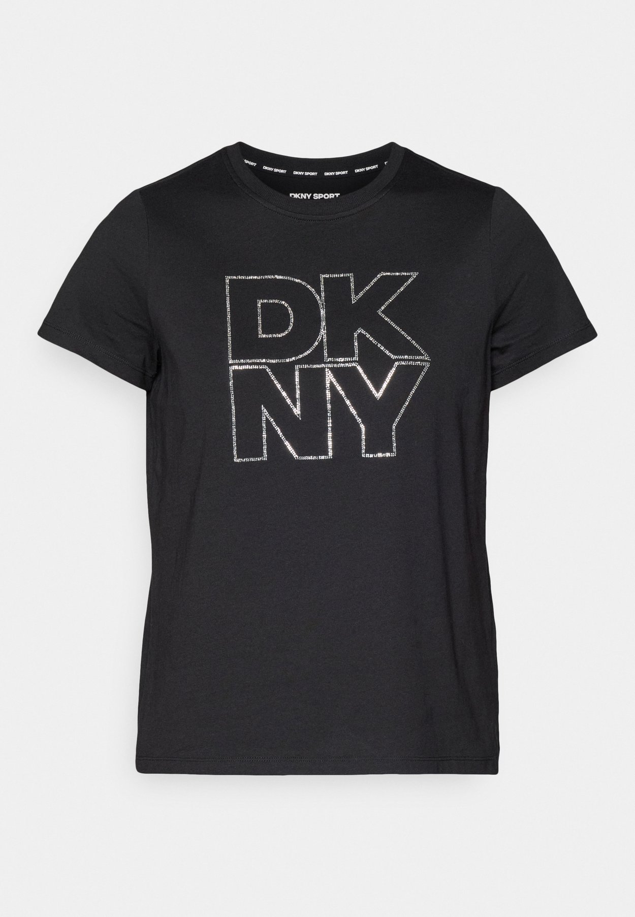 DOUBLE OUTLINE RHINESTONE LOGO SHORT SLEEVE RELAXED FIT CREW NECK TEE