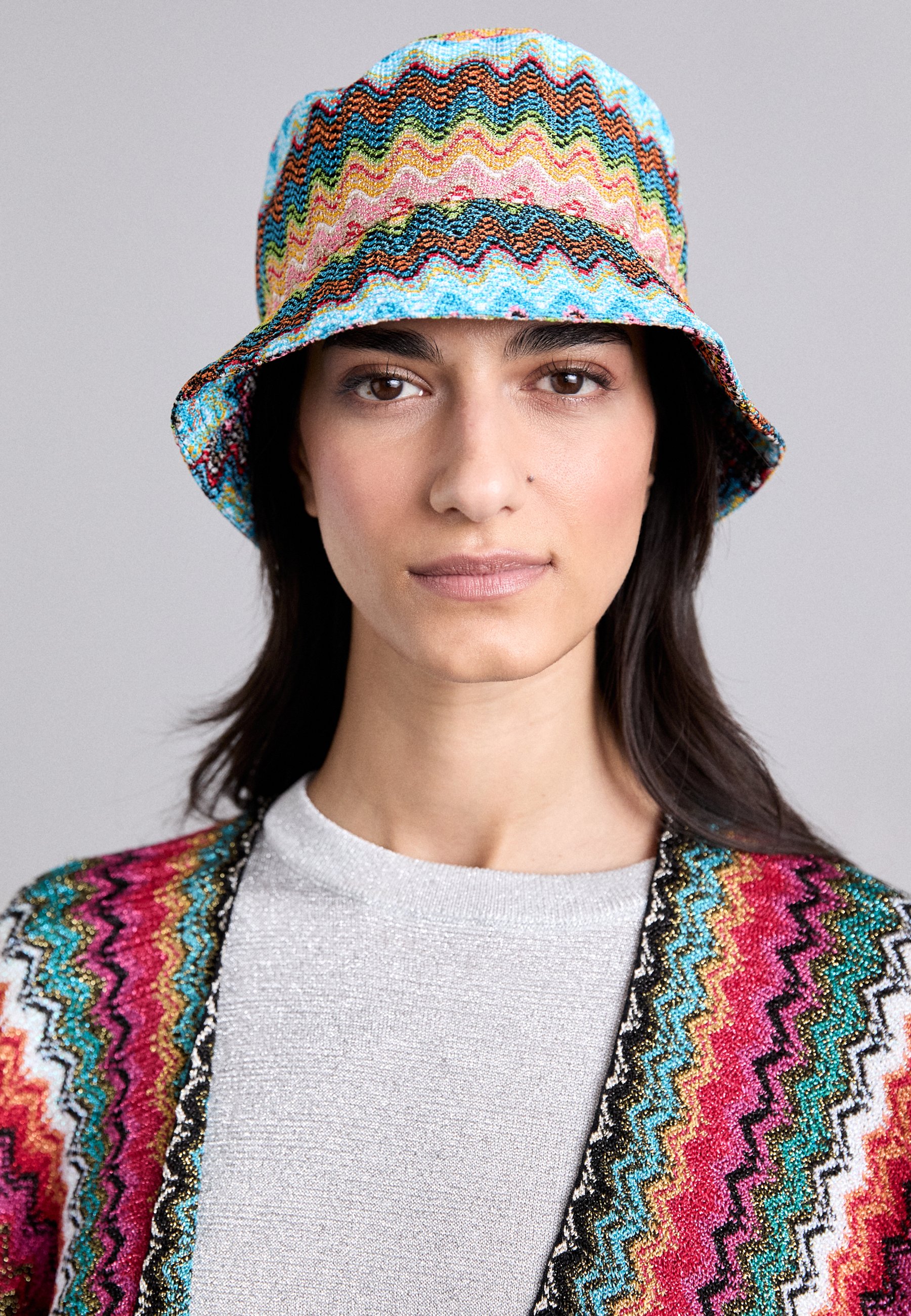 ミッソーニ バケットハット MISSONI マルチカラー ジグザグ模様 帽子 S