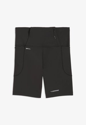 Shorts de sport noirs avec poches latérales, une petite poche zippée sur la ceinture, et les logos "DRYCELL" et Puma.