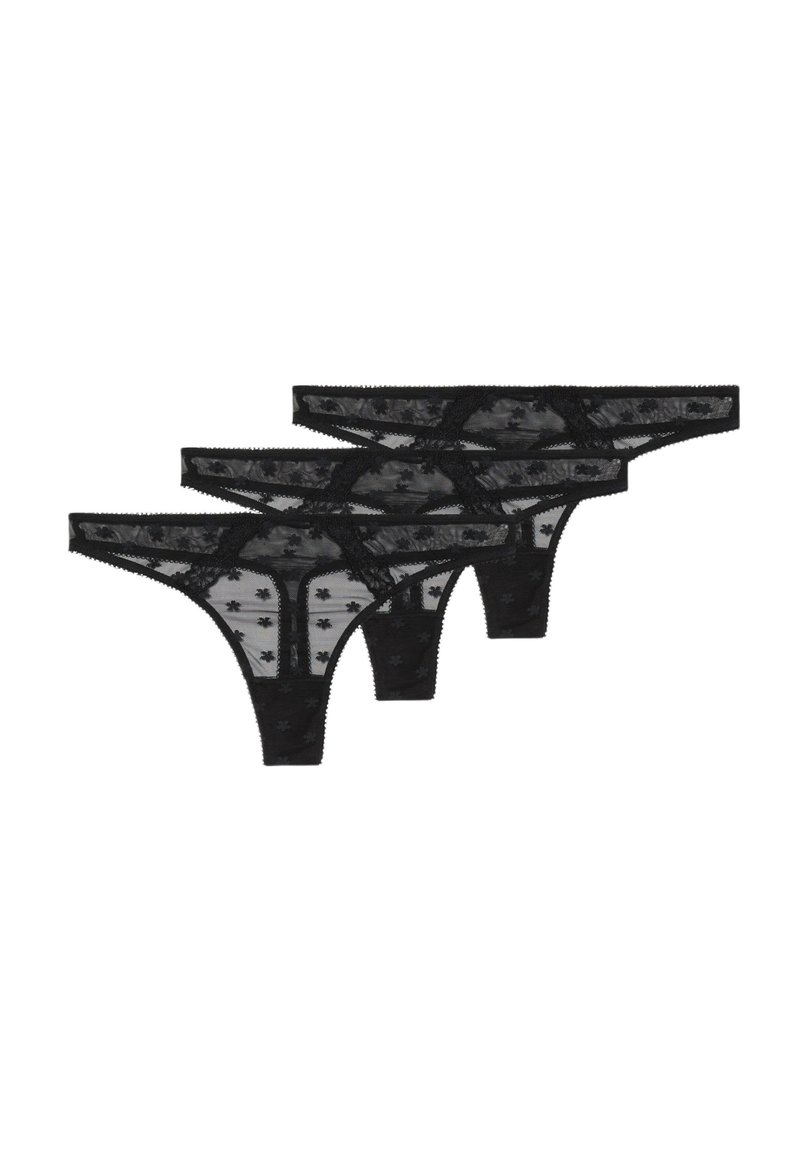 Marks & Spencer 3PACK DAISY EMBROIDERY - String - black/noir - ZALANDO.FR