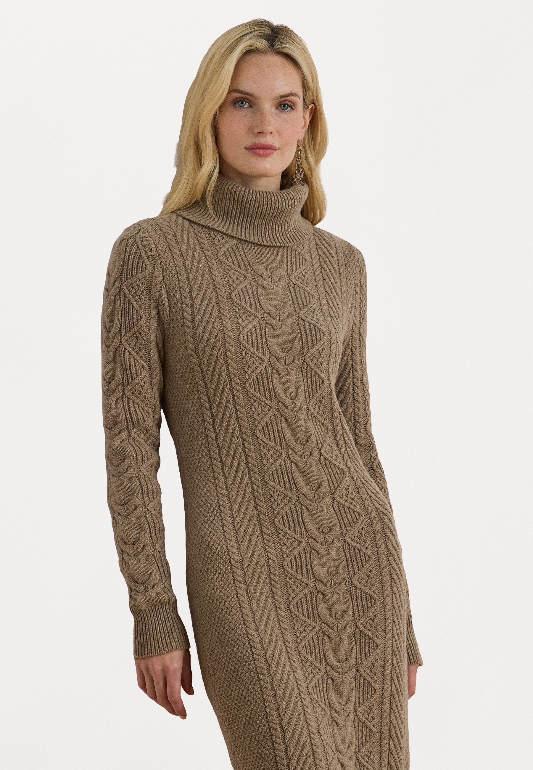 wool sweater dress Aran Cable Knit Cowl Neck Sweater Dress – Funky Skunk