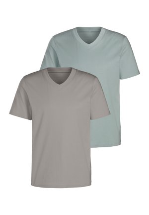 V 2 PACK - T-Shirt basic - stein/mint
