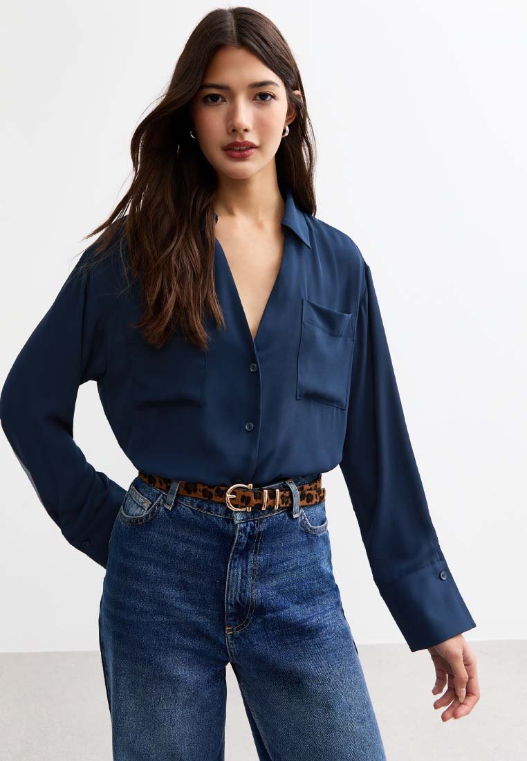New Look - LONG SLEEVE - Button-down blouse - bright blue, Enlarge