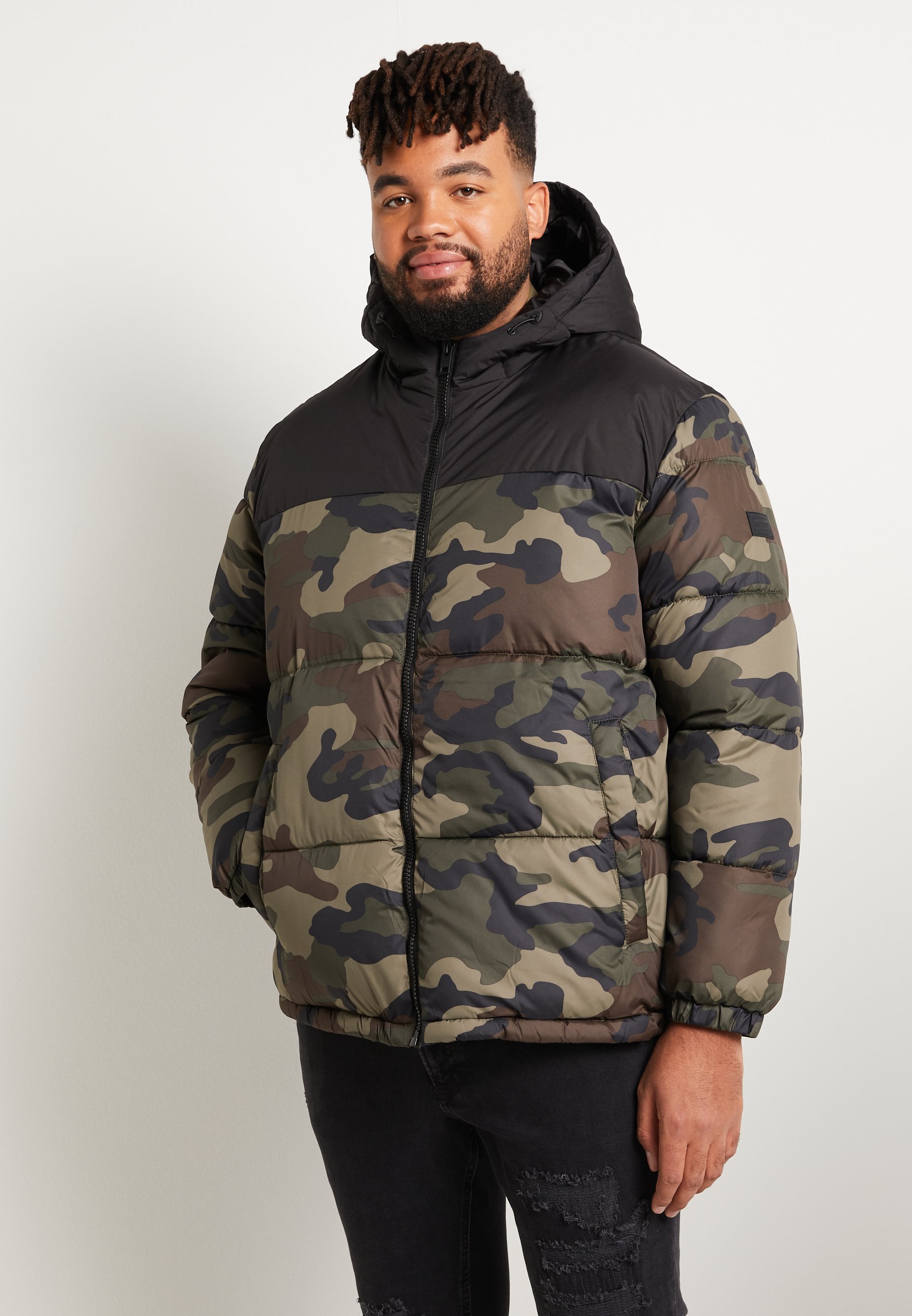 Jack & Jones JJDREW PUFFER HOOD - Veste d'hiver - khaki/kaki