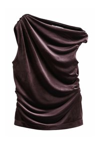 Pucci ärmelloses Top aus tiefviolettem Samt, mit einem einseitigen Design und geraffter Textur für zusätzlichen Volumen.