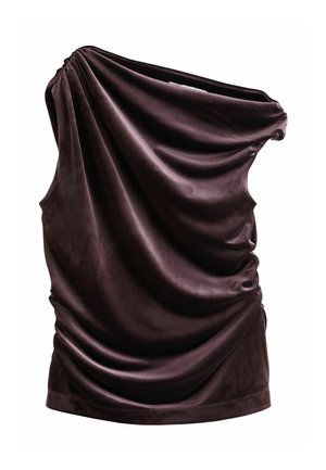 Pucci ärmelloses Top aus tiefviolettem Samt, mit einem einseitigen Design und geraffter Textur für zusätzlichen Volumen.