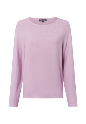 Maglione a maniche lunghe di colore lilla con scollo rotondo e piccola etichetta nera sul colletto che recita "Franco Callegari S."