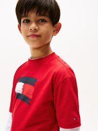Tommy Hilfiger FLAG ARCHIVE - Potiskana majica - medium red