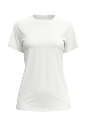 T-shirt bianca a maniche corte. Realizzata in cotone morbido con scollo rotondo. Texture liscia, senza motivi o accenti. Vestibilità e forma standard.
