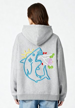 Felpa con cappuccio - mottled grey