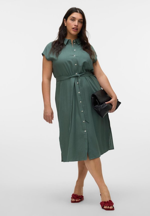 VMCMYMILO CALF - Shirt dress - laurel wreath