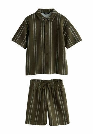 REGULAR FIT - REVERE BUTTON THROUGH  SET  . - Rövidnadrágok - khaki green stripe