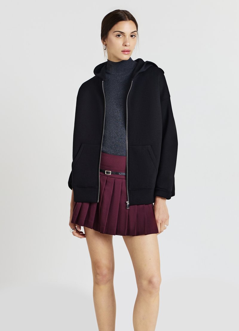 Calliope CON CAPPUCCIO - Felpa con zip - ultrablack