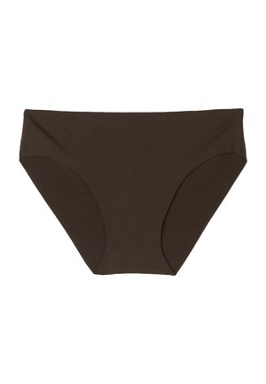 Bruine katoenen hipster ondergoed met een gladde structuur, met een middelhoge taille en volledige bedekking aan de zijkanten en achterkant.