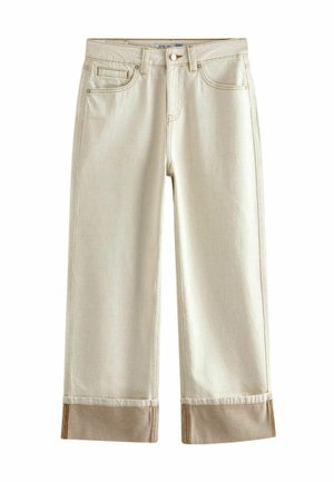 CROPPED TURN UP - Vaqueros a campana - ecru white