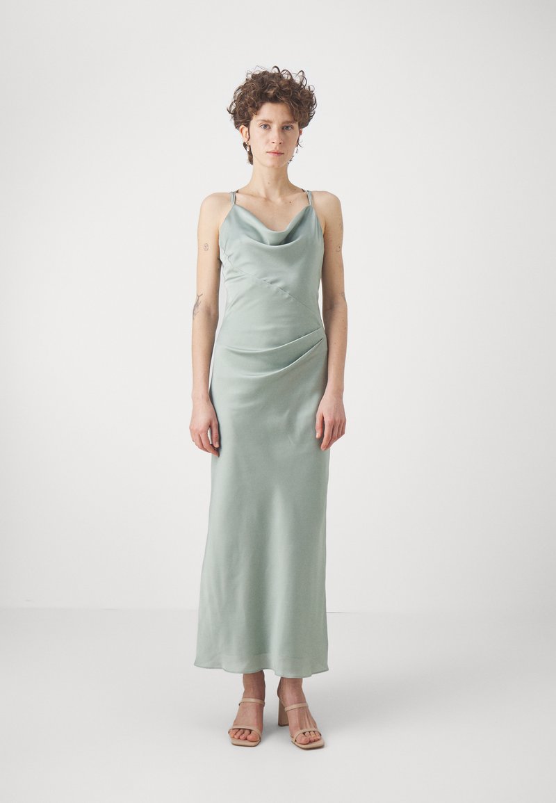 slim fit dress slacks Lime Green Slip Satin Midi Dress – Gabi Swimwear main image 1